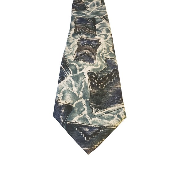 Other - Barrington Mens Necktie Designer Tie Blue Green‎ Abstract 100% Silk Wedding Work